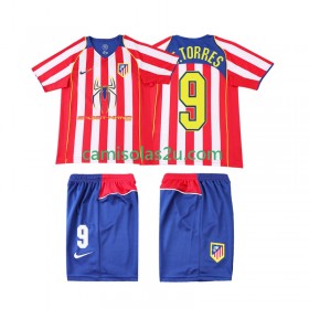 Camisolas de futebol Atlético Madrid F TORRES 9 2004 Retro Criança Equipamento Principal 2005 Manga Curta